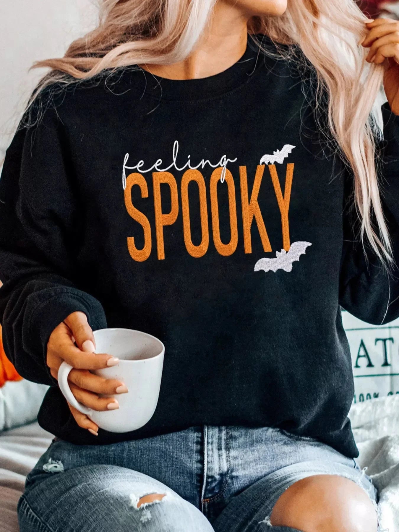 Feeling Spooky Halloween Embroidered Sweatshirt Coco’s Tee Boutique