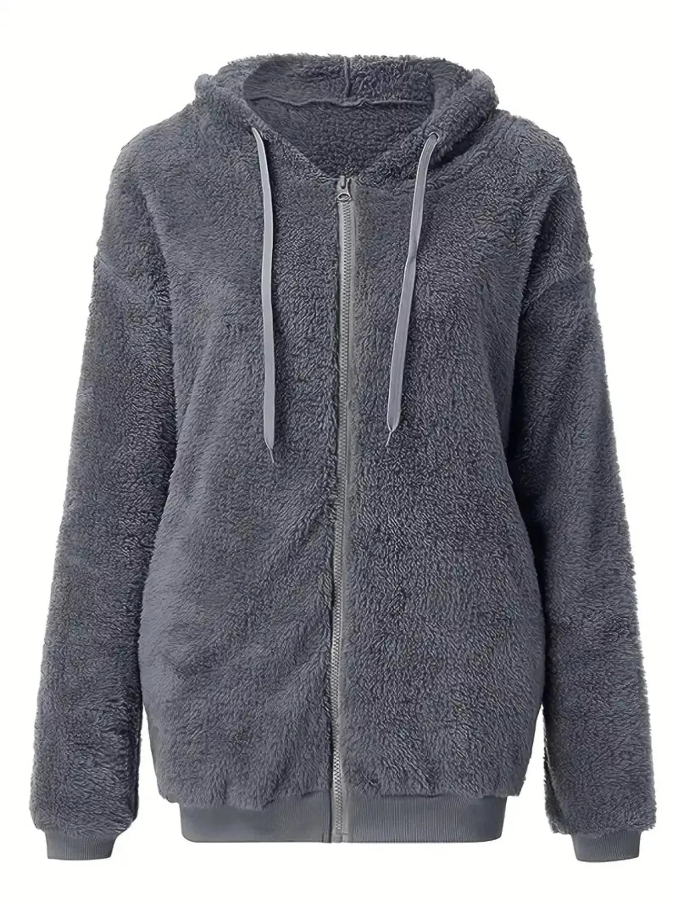 Fleece Zip-Up Drawstring Outerwear Simply Love