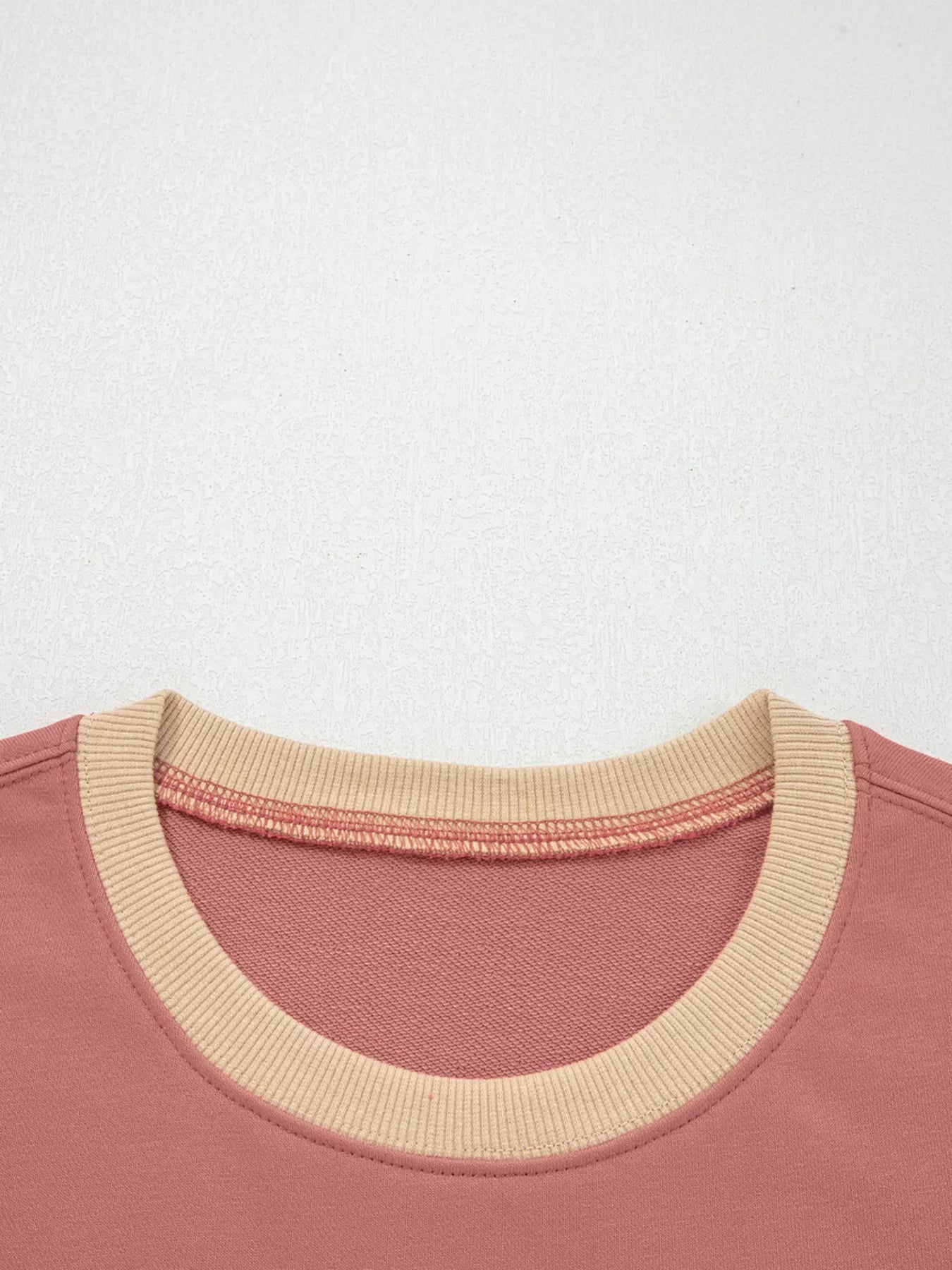 Contrast Star Patchwork Exposed Seam Uneven Hem Drop Shoulder Sweatshirt Simply Love