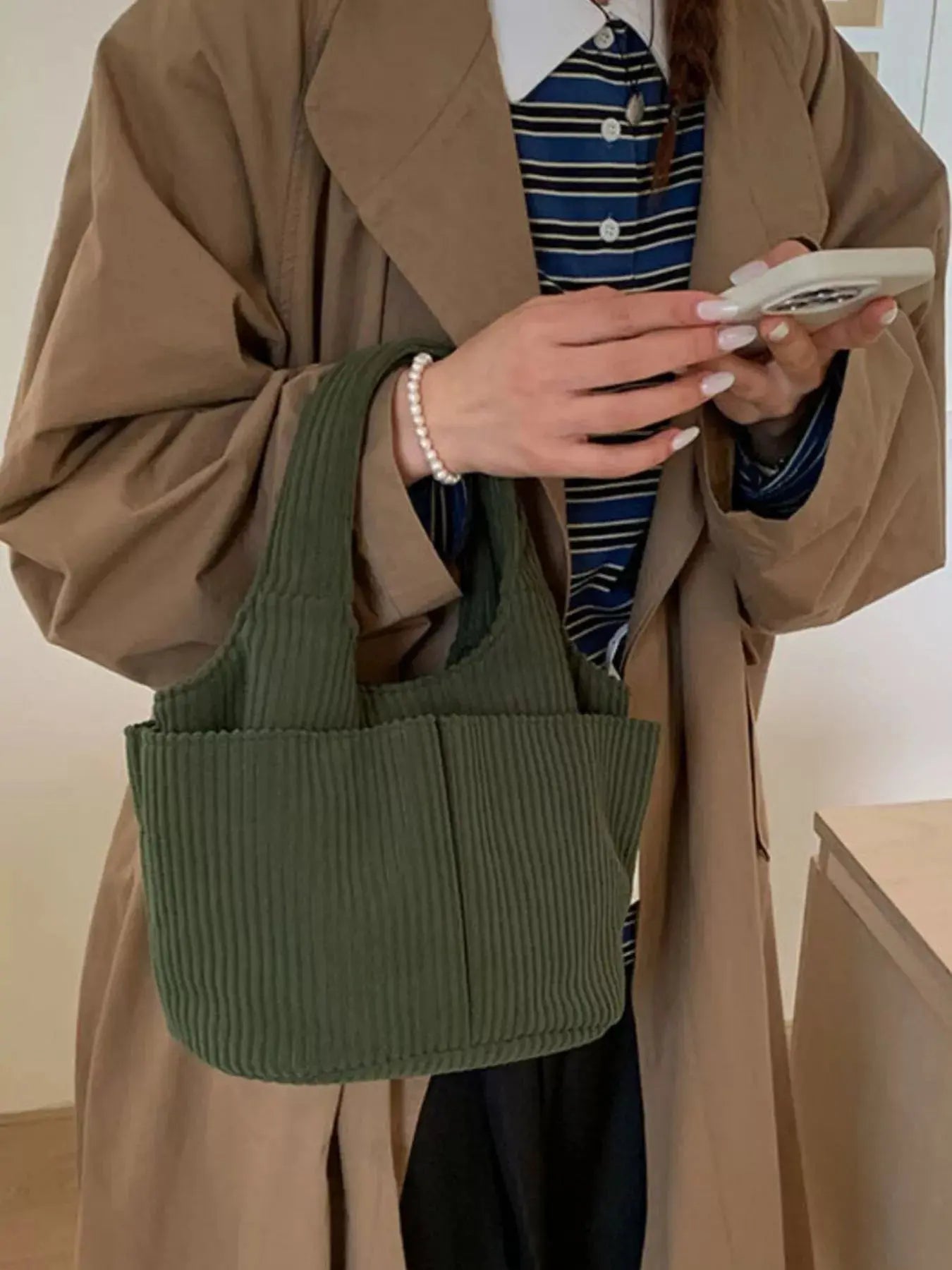 Corduroy Solid Color Handbag Simply Love