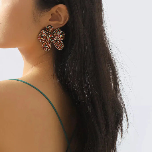 Beaded Bowknot Christmas Earrings Simply Love