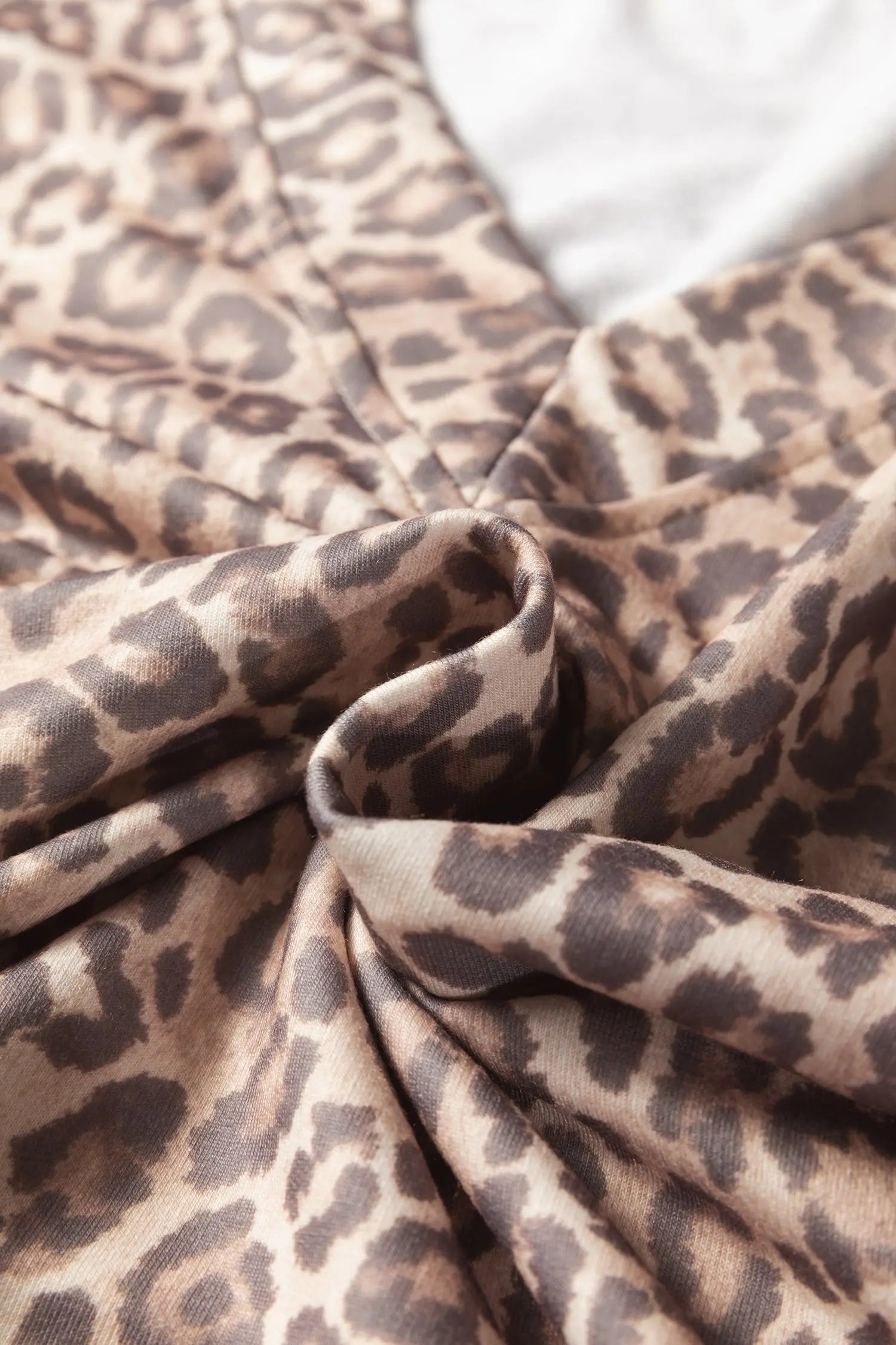 Leopard Print V Neck Pullover Mini Skirt Two Piece Set French Beige Dear-Lover Dropshipping