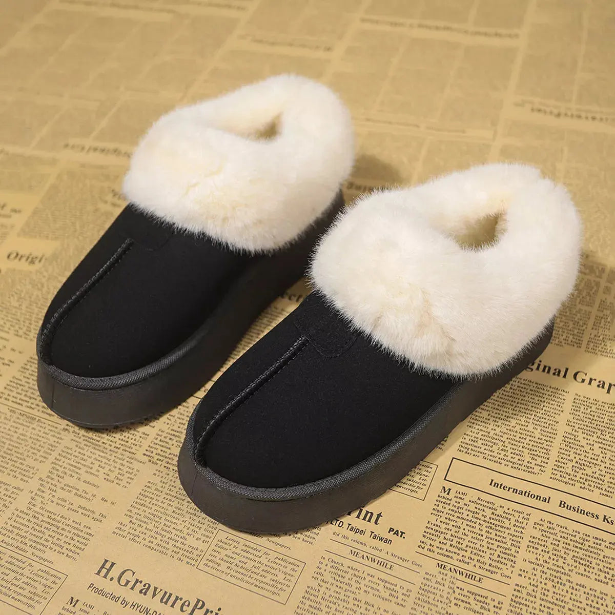 Fuzzy Platform Ankle Boots Simply Love
