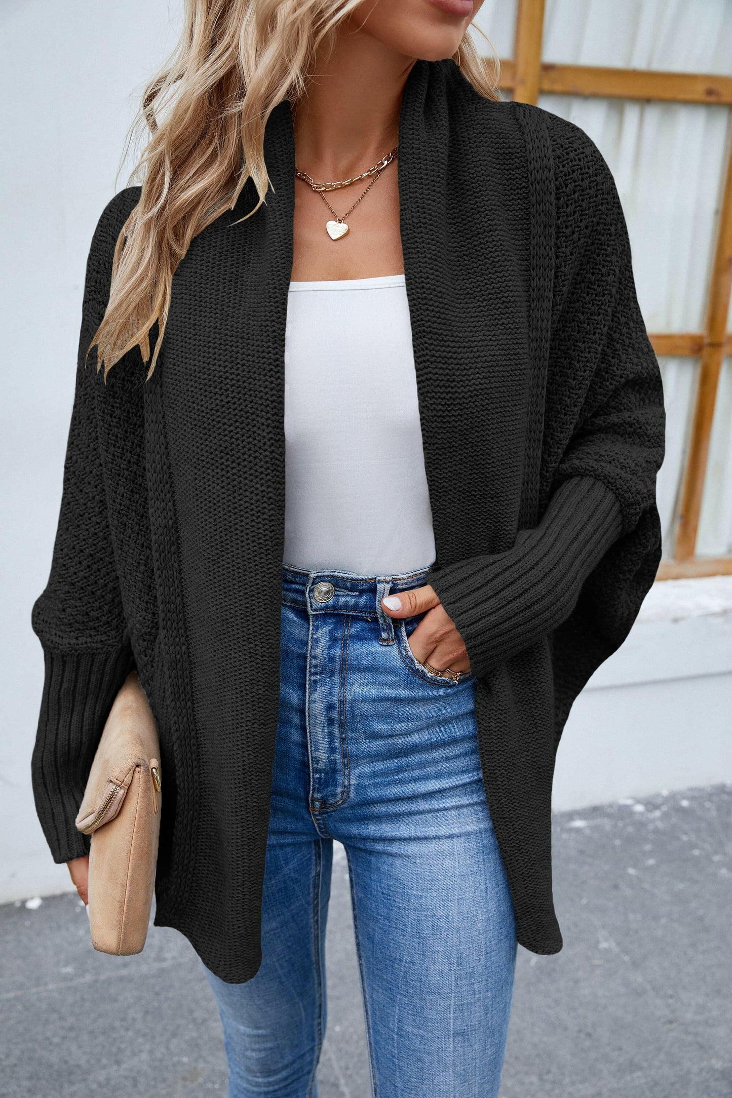 Open Front Long Sleeve Cardigan.