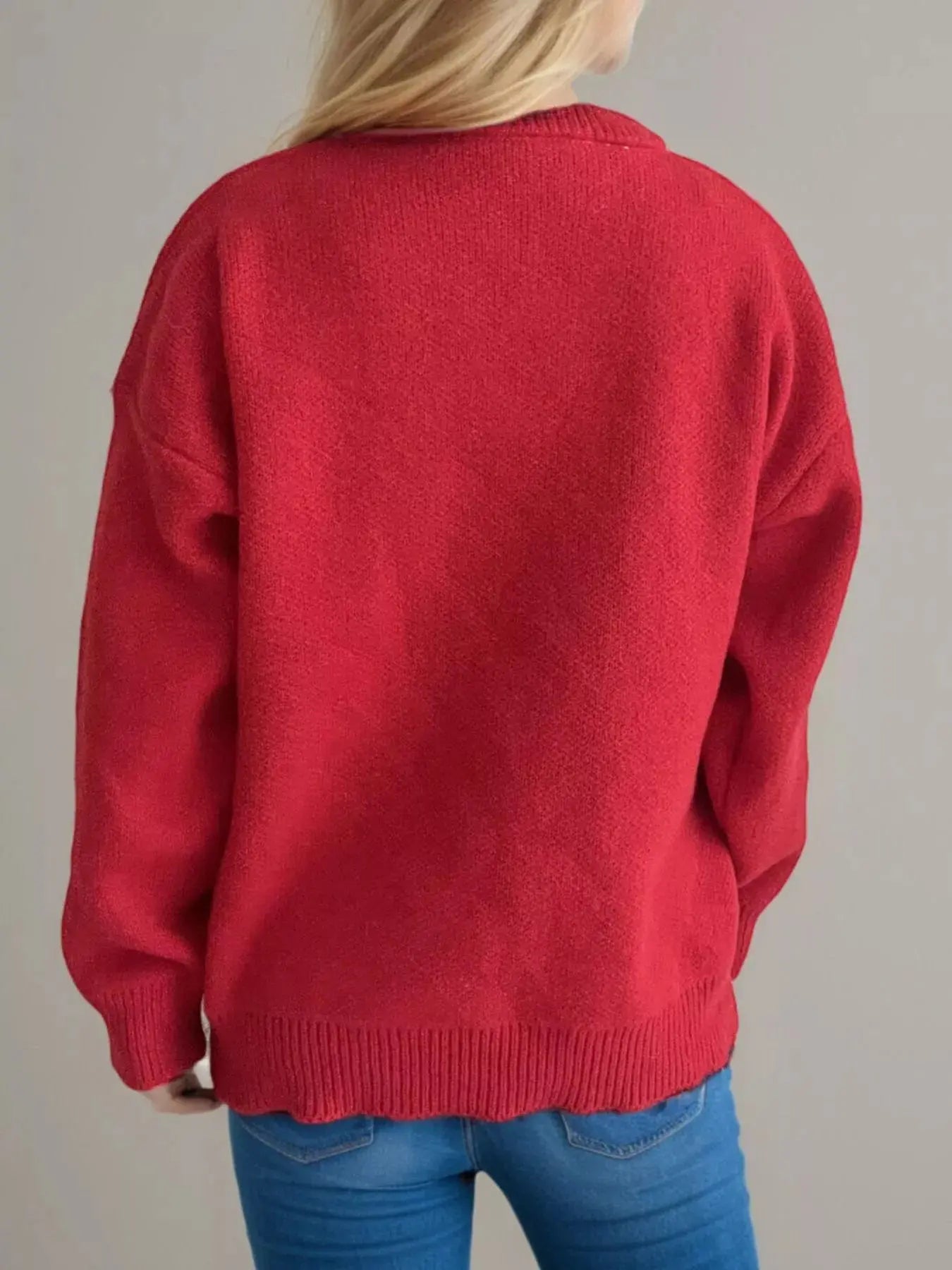 Cherry Pom-Pom Knit Round Neck Sweater Simply Love