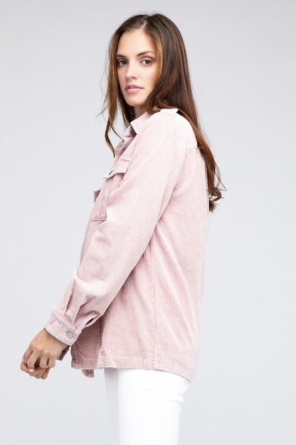 Corduroy Button-Up Jacket for Women