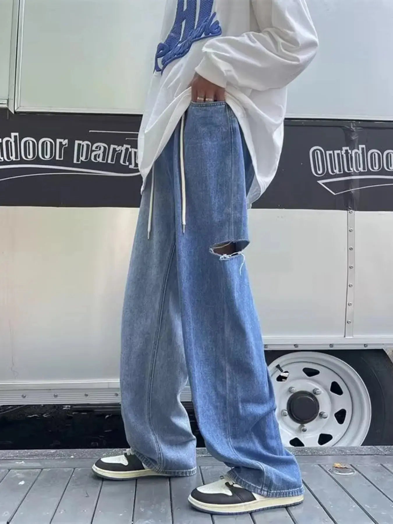 Men's Full Size Ripped Wide Leg Jeans Plus Size Simply Love