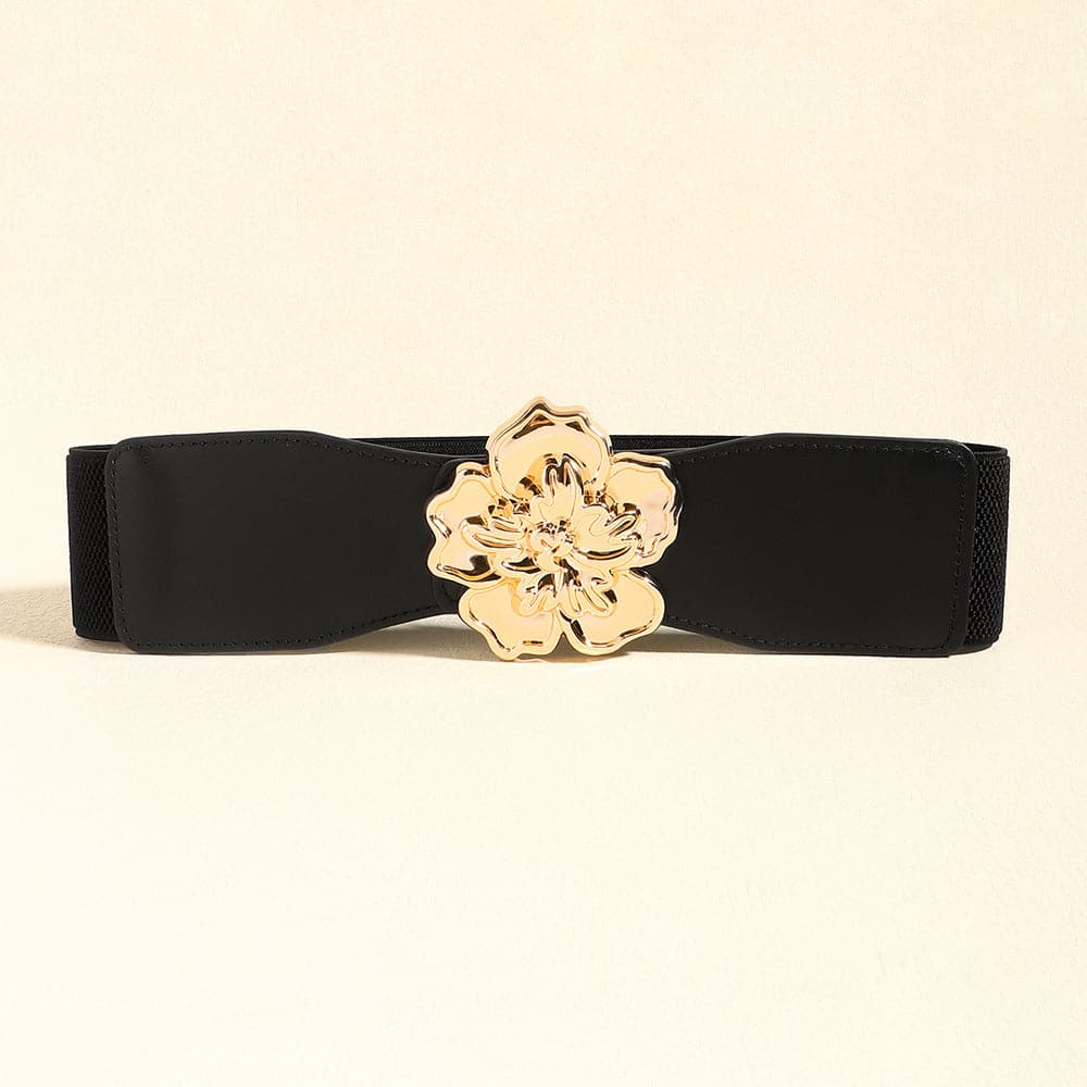 Flower Alloy Buckle Elastic Belt.