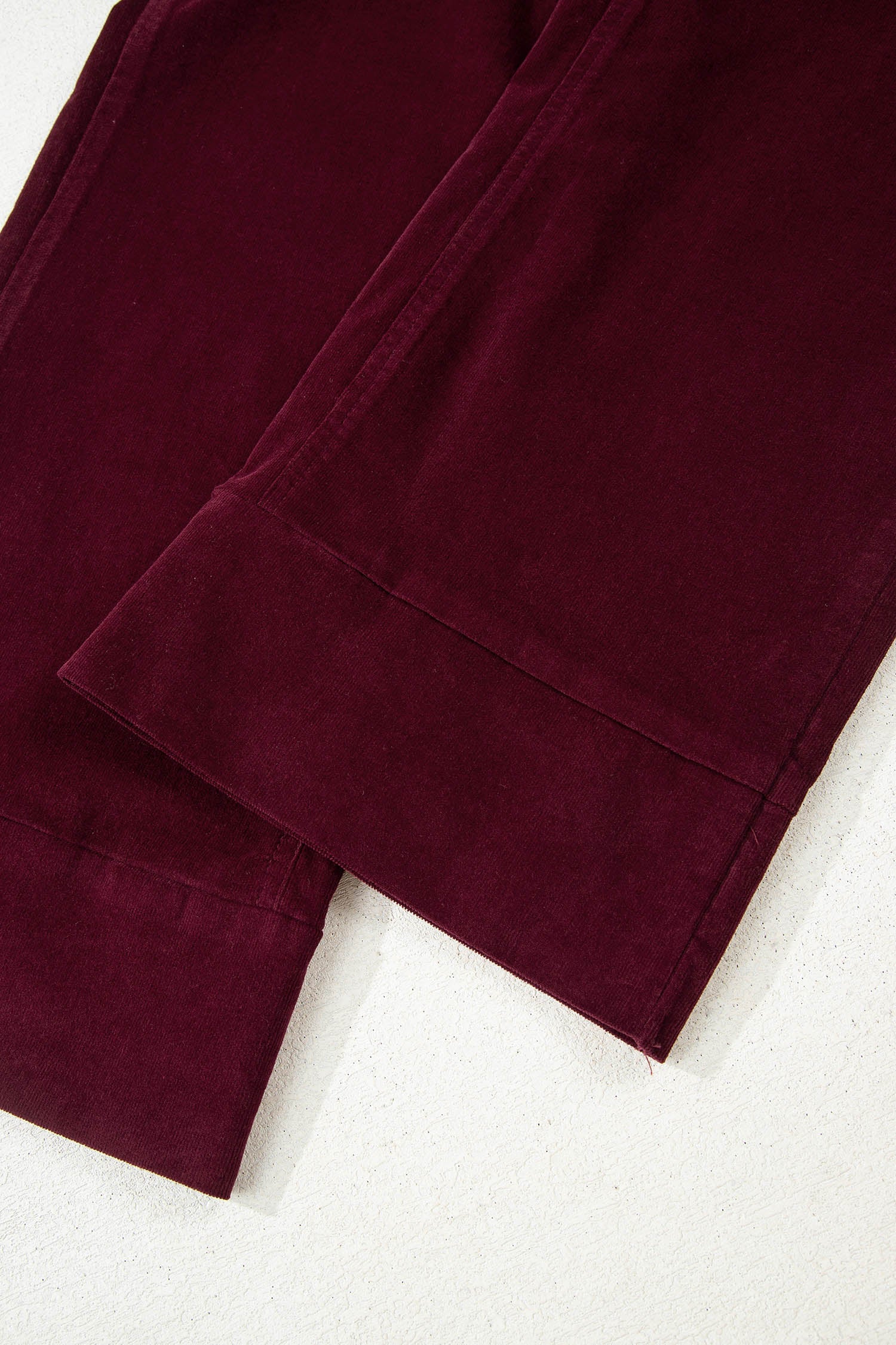 Burgundy Corduroy High Waist Wide Leg Pants for Women Dear-Lover Dropshipping