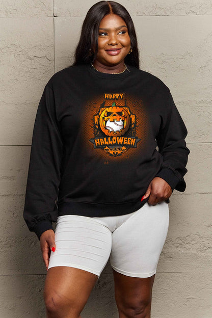 Simply Love Full Size HAPPY HALLOWEEN Graphic Sweatshirt.