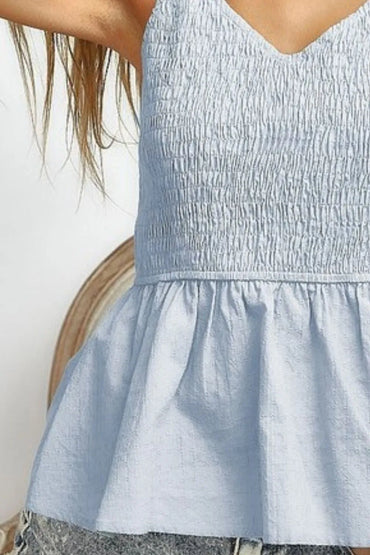 BiBi Eyelet Woven Sleeveless Elasticized Top - Love Salve 