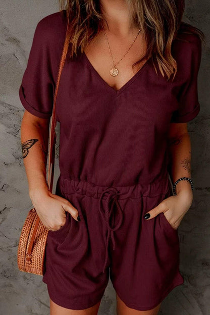 Full Size Drawstring V-Neck Short Sleeve RomperExperience Ultimate Comfort and Style with Our Full Size Drawstring V-Neck Short Sleeve Romper
 
 
Effortless Elegance: Elevate your everyday look with this chic romLove Salve -Neck Short Sleeve Romperjust arrived