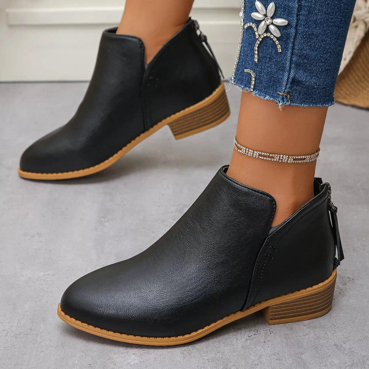 Point Toe Block Heels Boots Coco’s Tee Boutique
