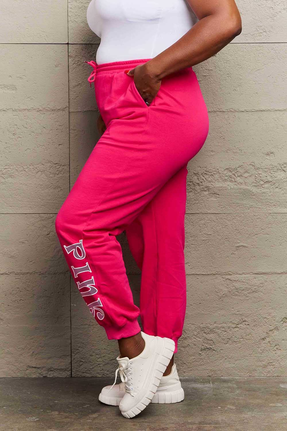 Simply Love Full Size PINK Graphic Sweatpants.