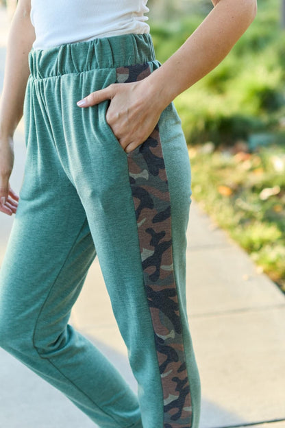 Celeste Design Full Size Camouflage Elastic Waist Sweatpants.