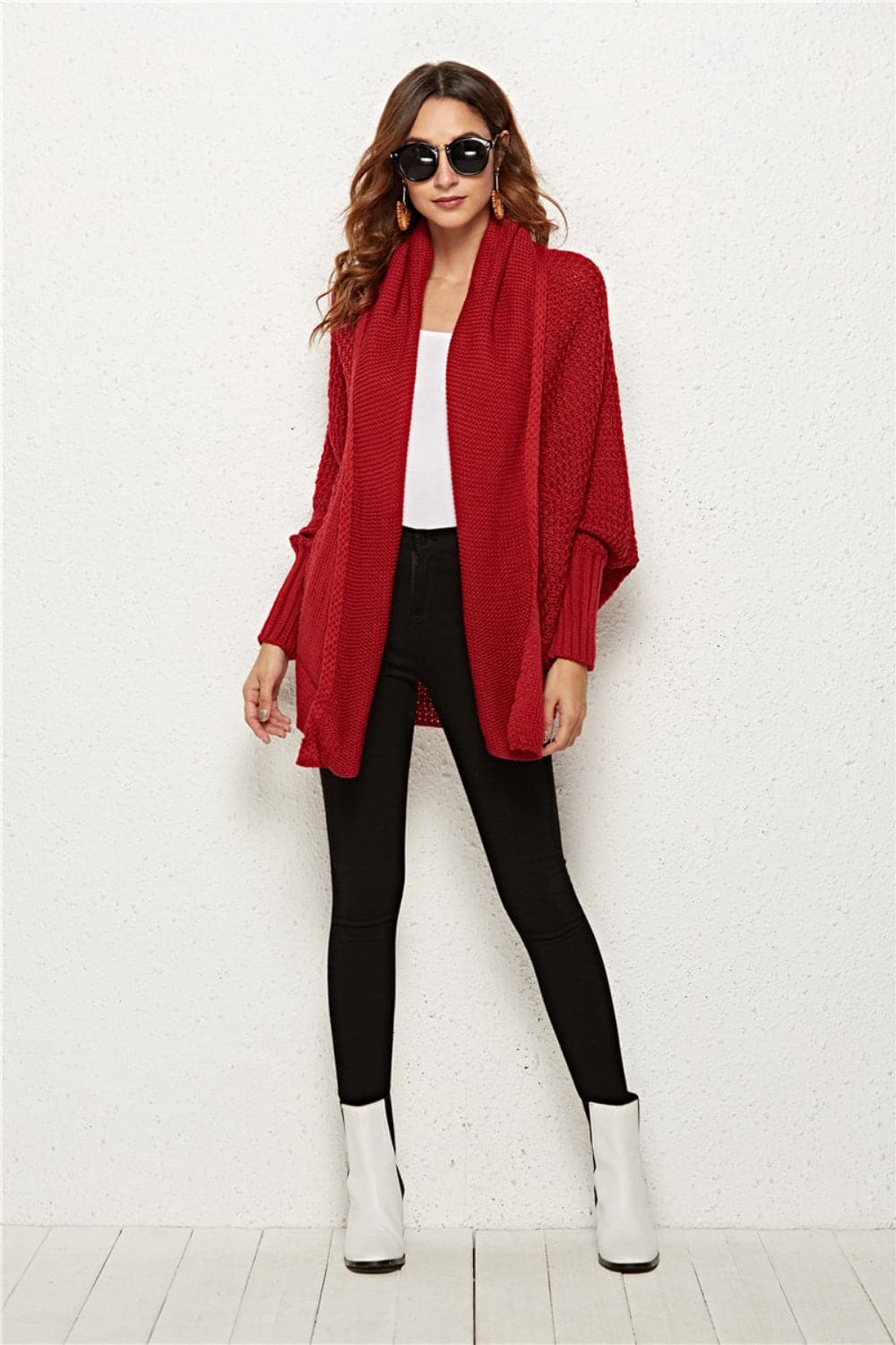 Open Front Batwing Sleeve Cardigan.