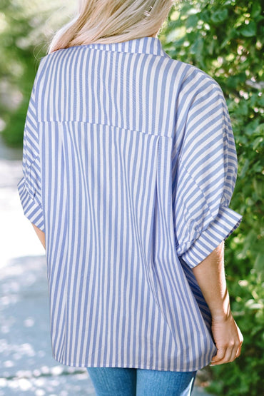 Striped Collared Neck Half Sleeve Shirt.