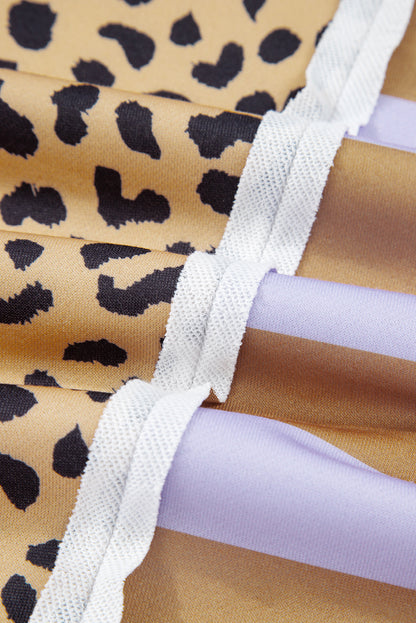 Premium Purple Leopard Striped Patchwork Plus Size Loose Sweatshirt