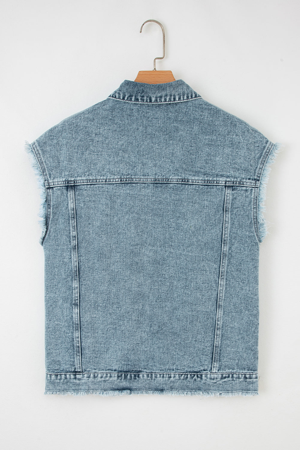 Myosotis Denim Vest With Button Flap Pocket Frayed Detail Classic Relaxed Fit Look Dear-Lover Dropshipping