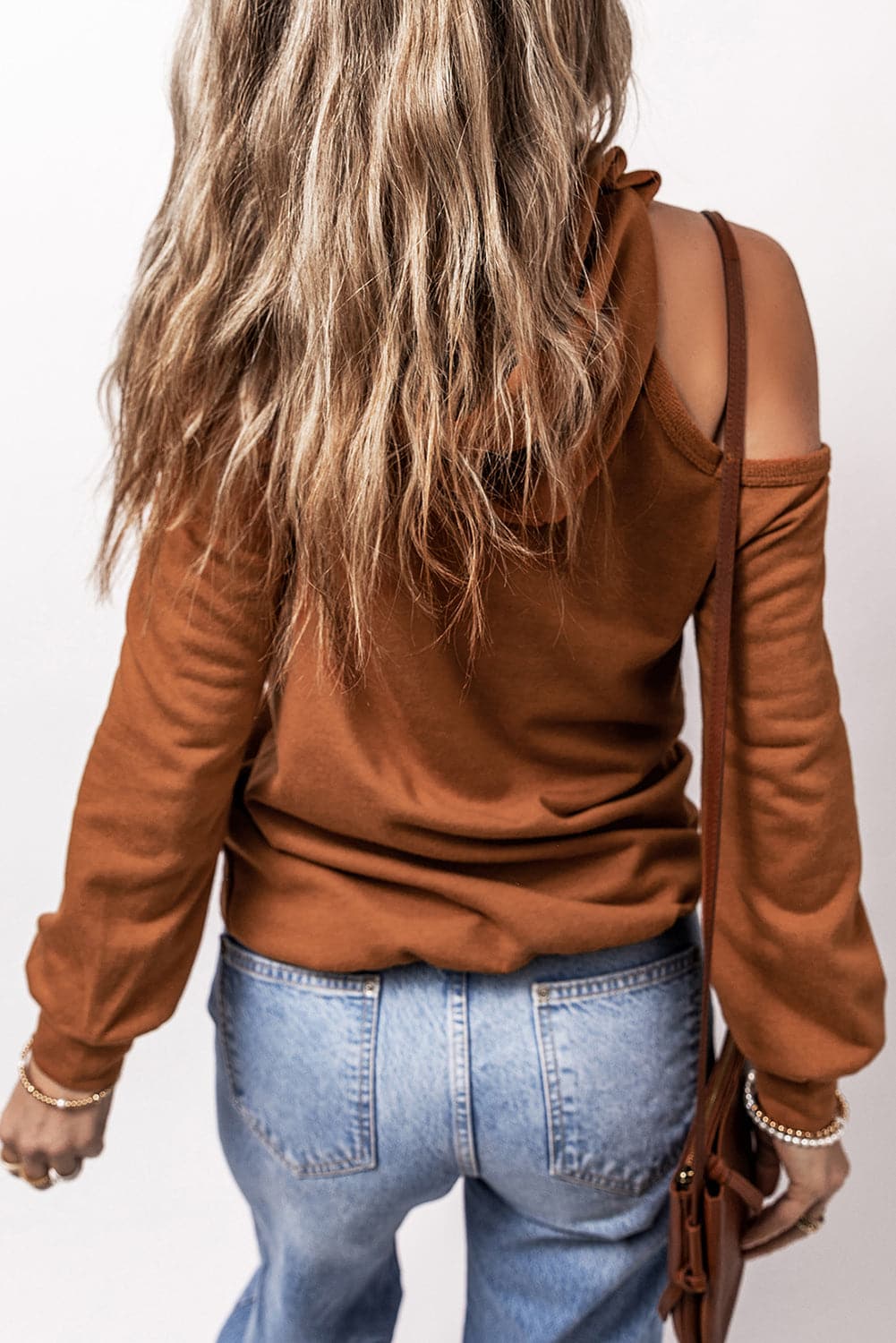 Cold Shoulder Long Sleeve Hoodie.