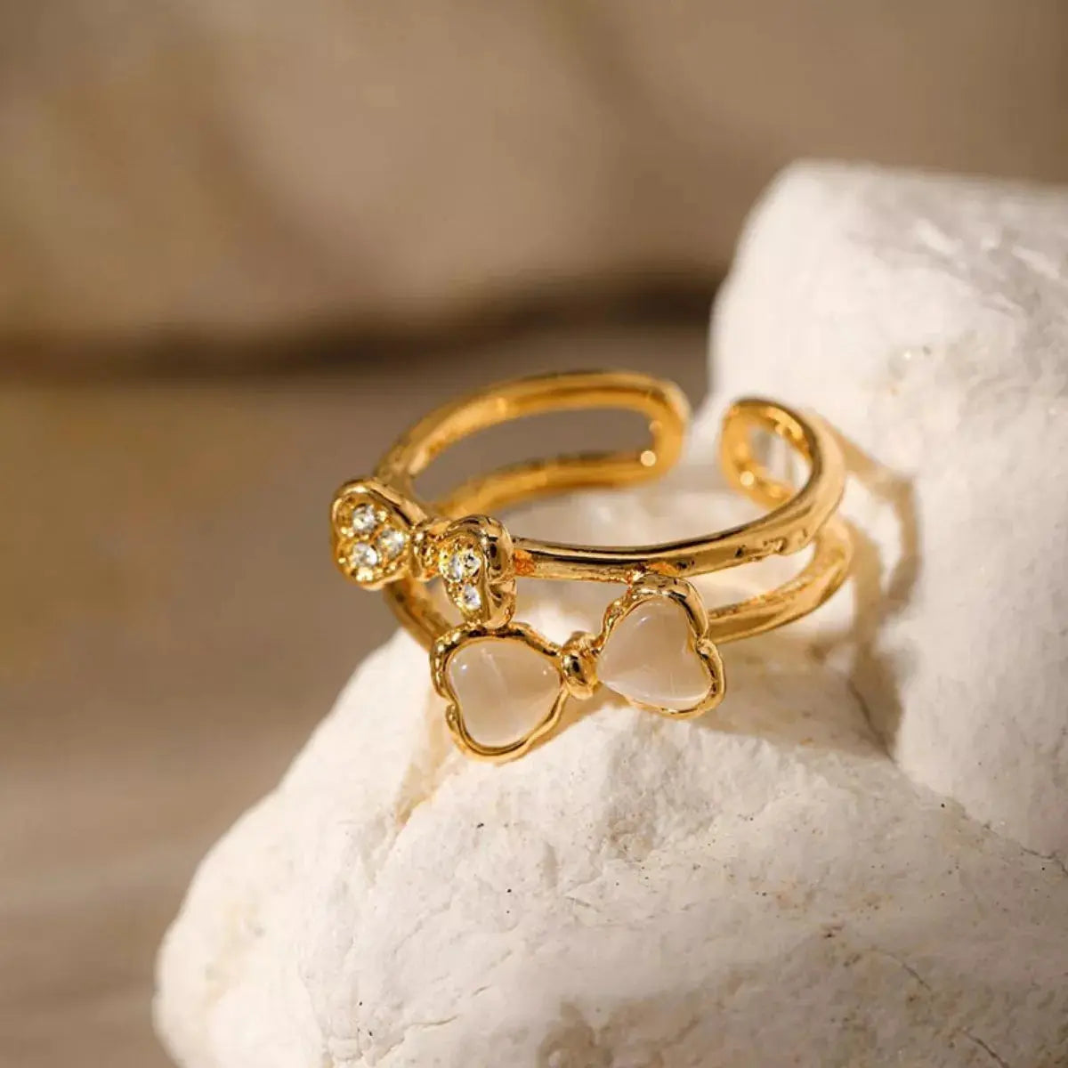 18K Gold-Plated Bow Open Ring Simply Love