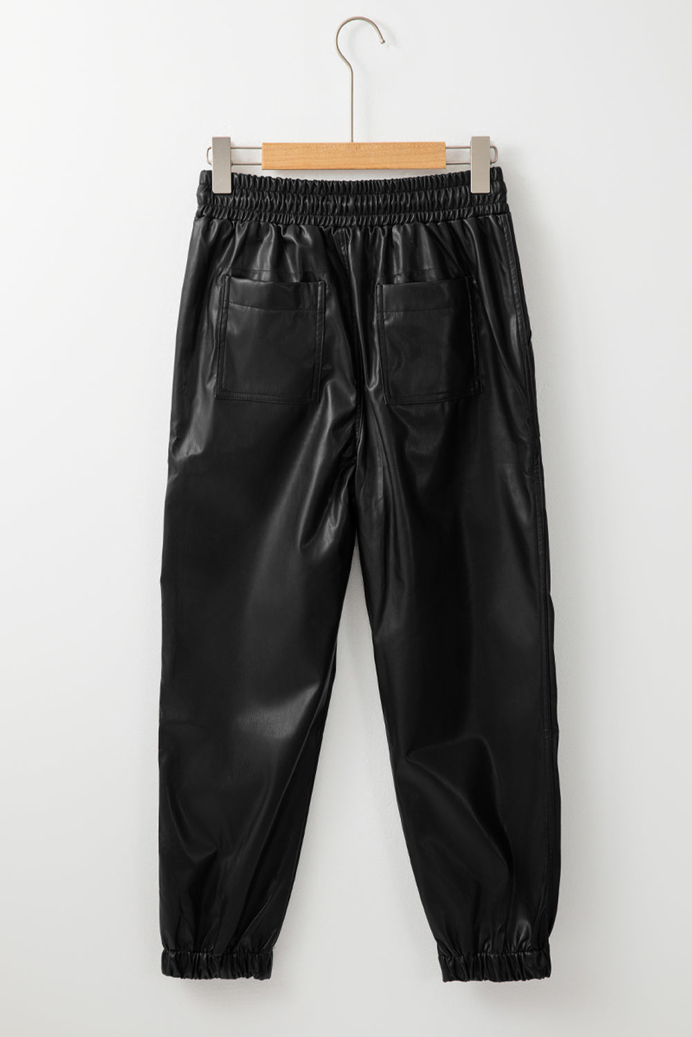 Chic black faux leather joggers