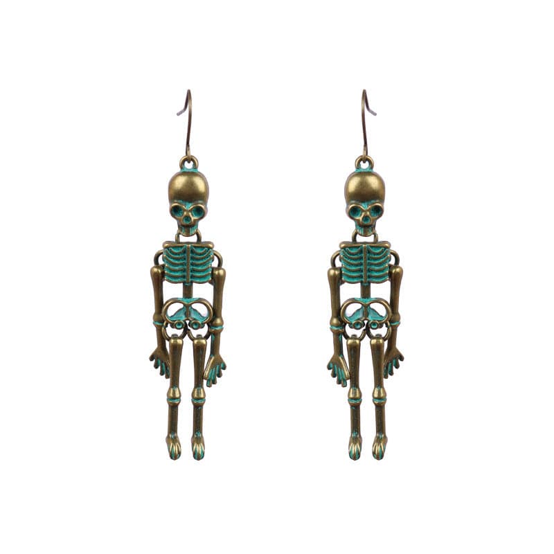 Skeleton Alloy Earrings - 2.8 in