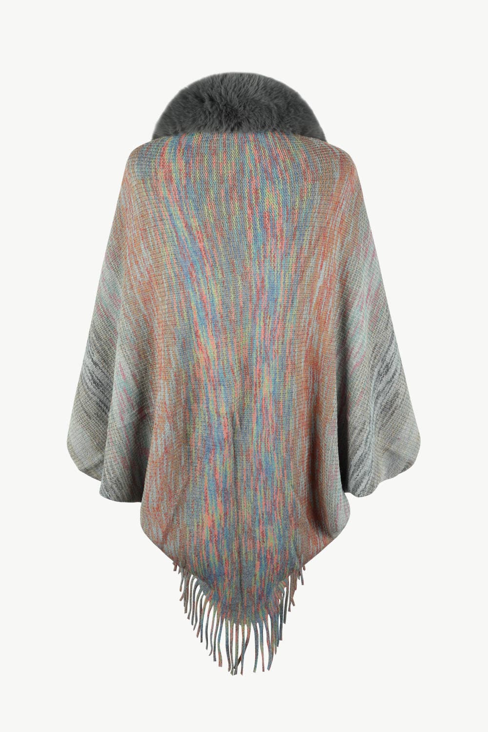 Open Front Fringe Hem Poncho.