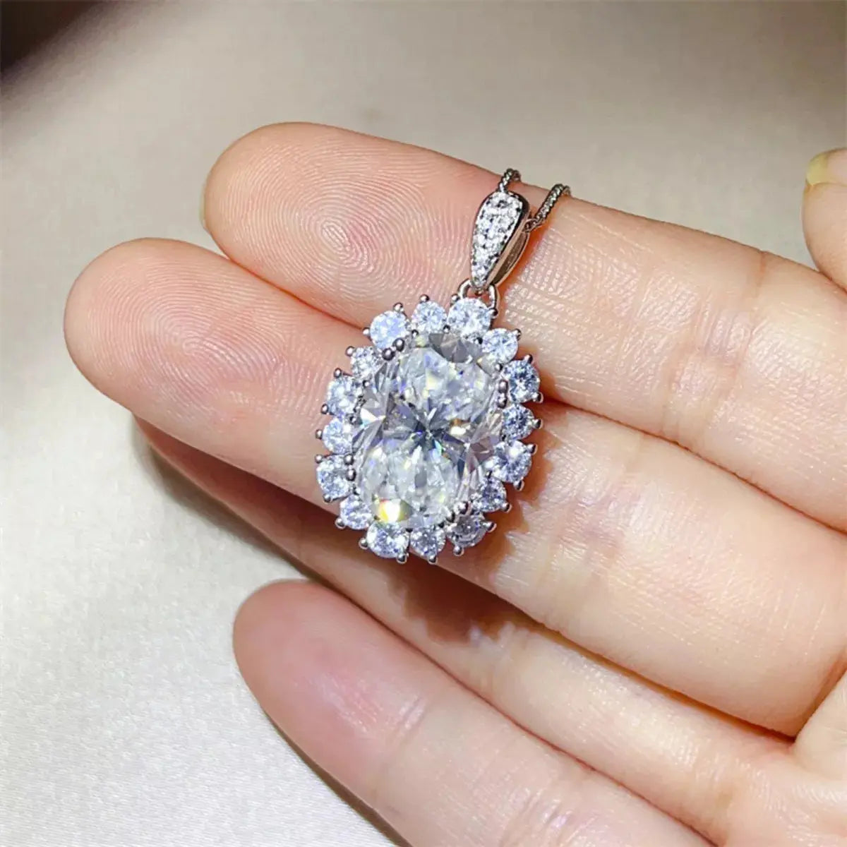 8 Carat Moissanite 925 Sterling Silver Pendant Necklace Simply Love