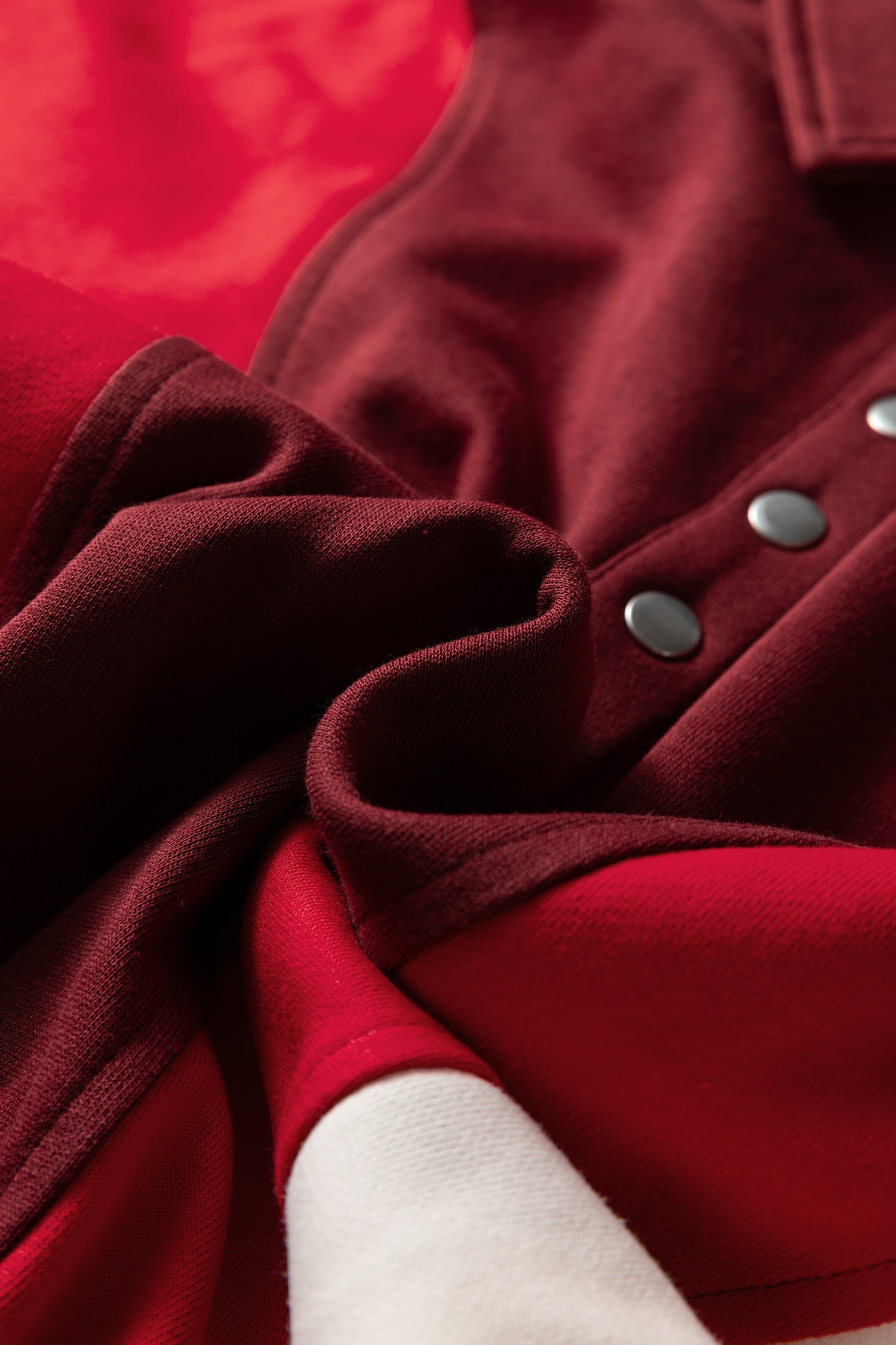 Unisex Fiery Red Color Block Patchwork Snap Button Oversize Hoodie Dear-Lover Dropshipping
