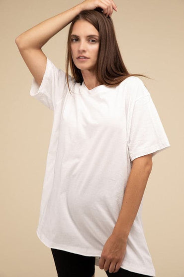 Cotton Drop Shoulder Oversized Top.