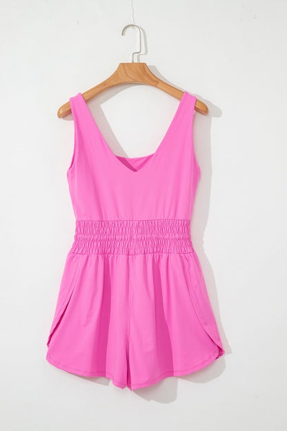 Sachet Pink Plain Sleeveless Loop Drawstring Romper