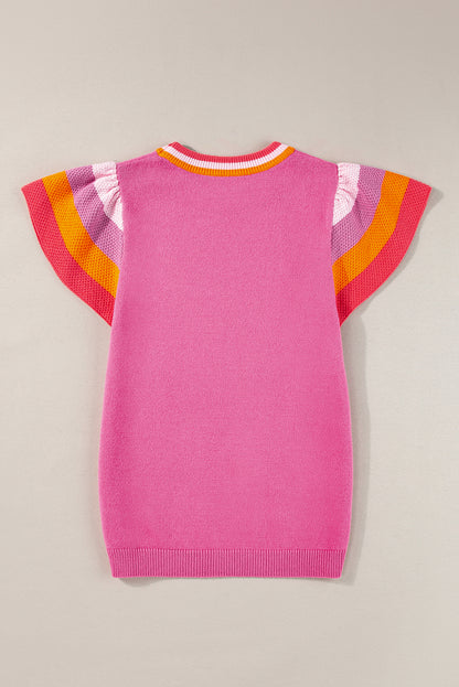 Bright pink flutter sleeve tee