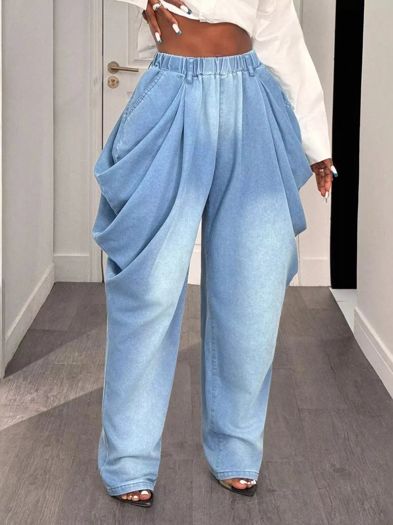 Ruched Wide Leg Jeans Simply Love