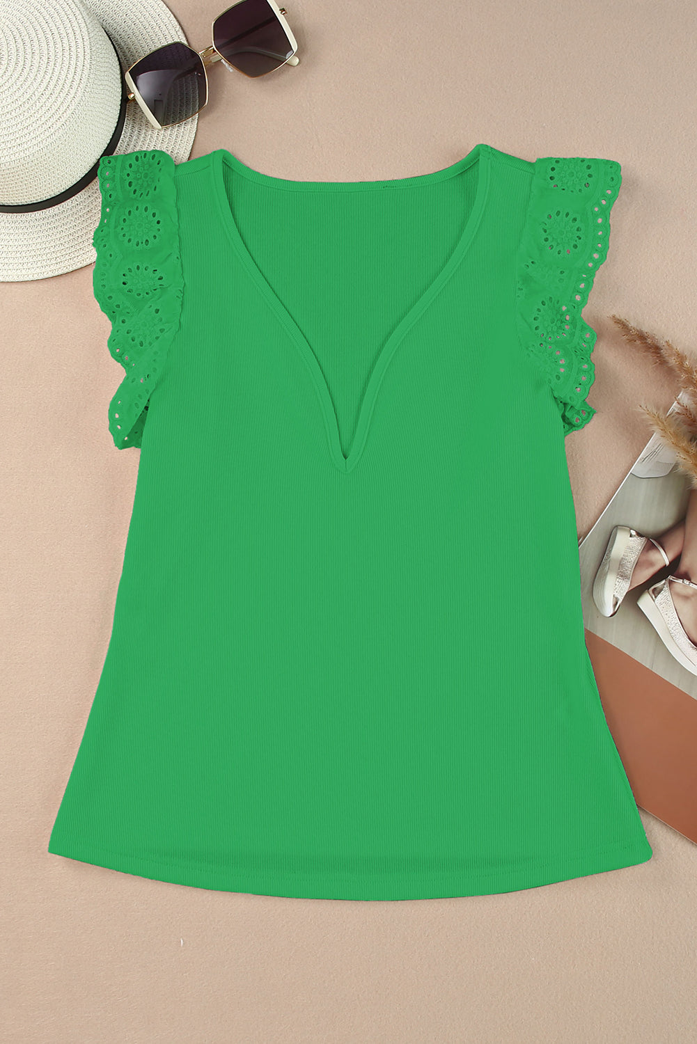 Deep V Lace Butterfly Sleeve Top Coco’s Tee Boutique