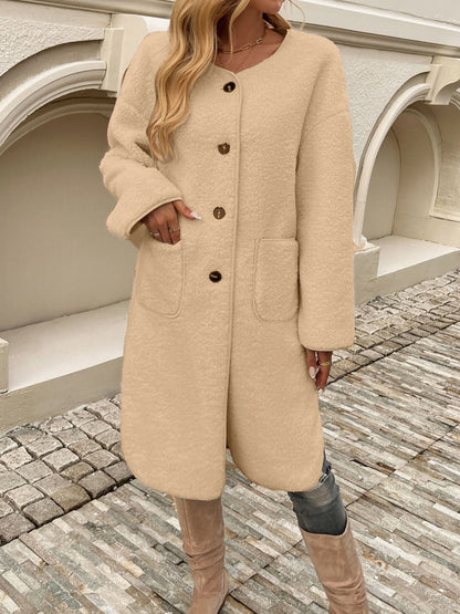 Chic button-up long sleeve coat