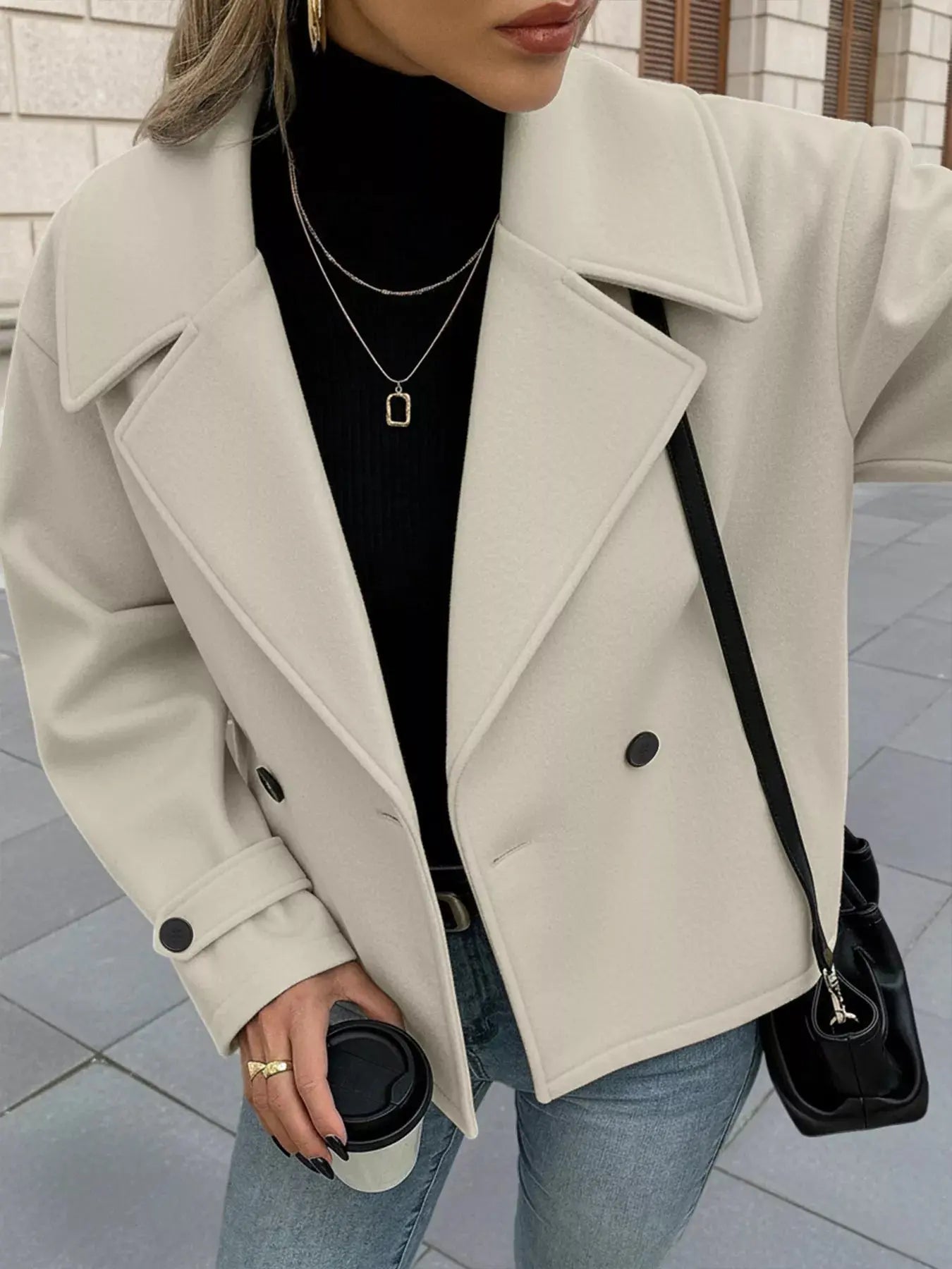 Double-Breasted Wool Blend Outerwear Simply Love