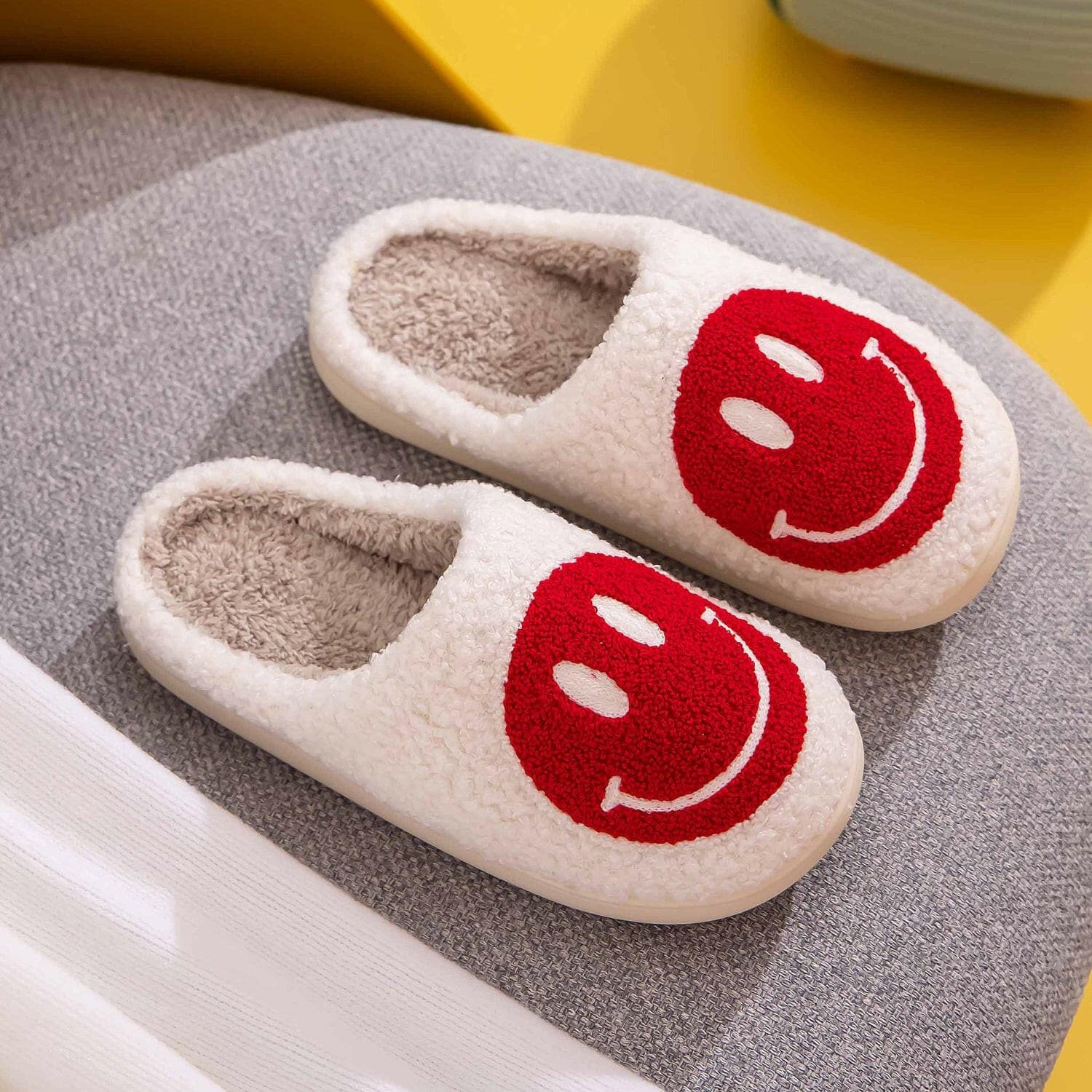 Melody Smiley Face Cozy Slippers.