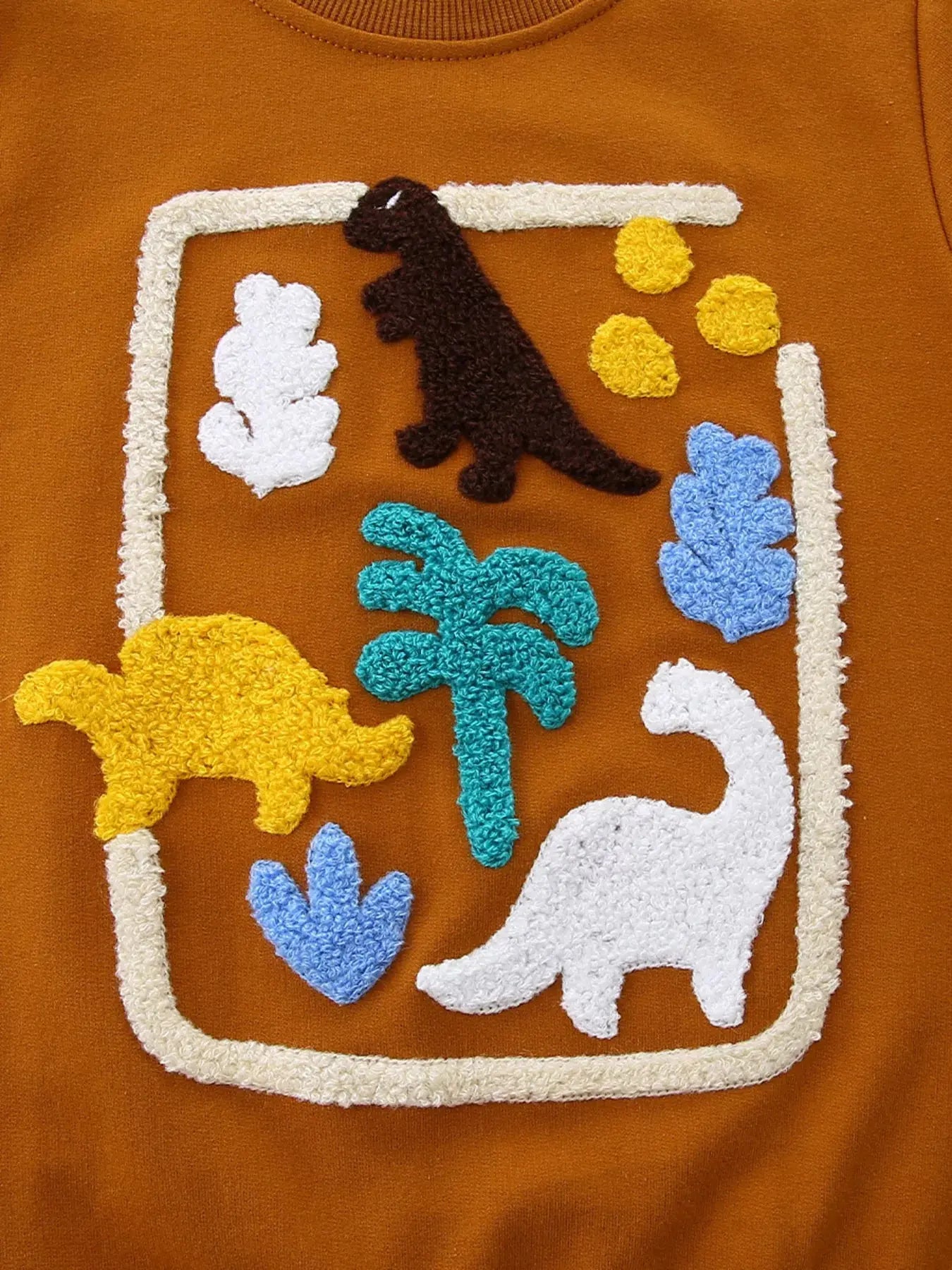 Children's Dinosaur Applique Crew Neck Sweatshirt Simply Love