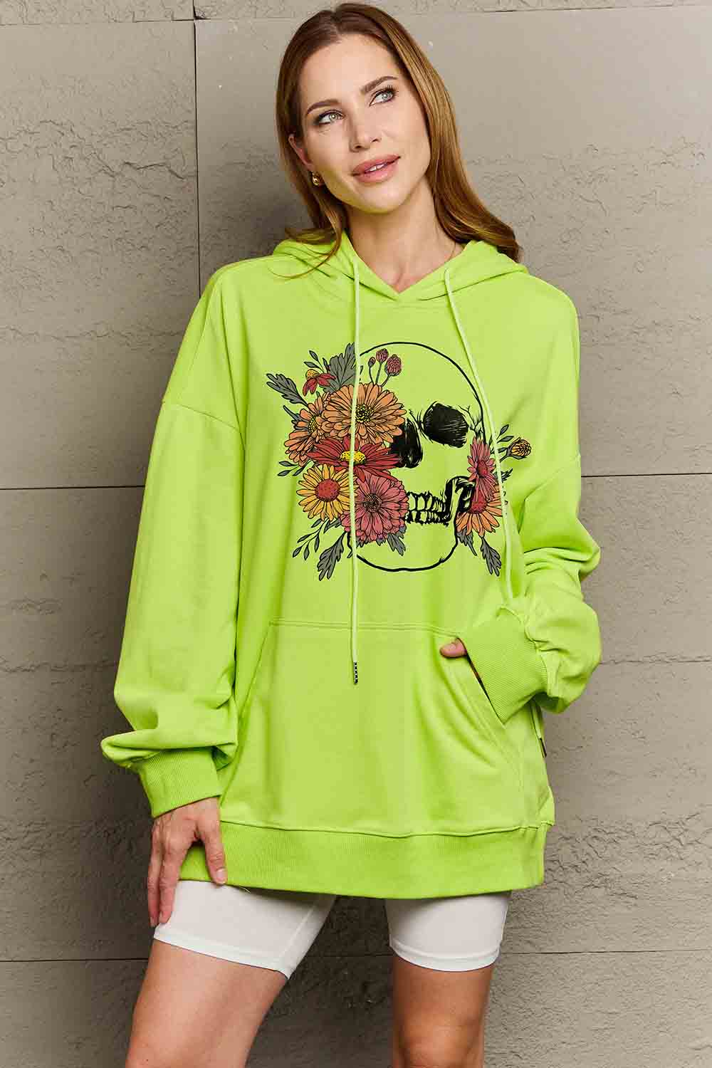 Floral skull graphic hoodie for effortless style and comfort