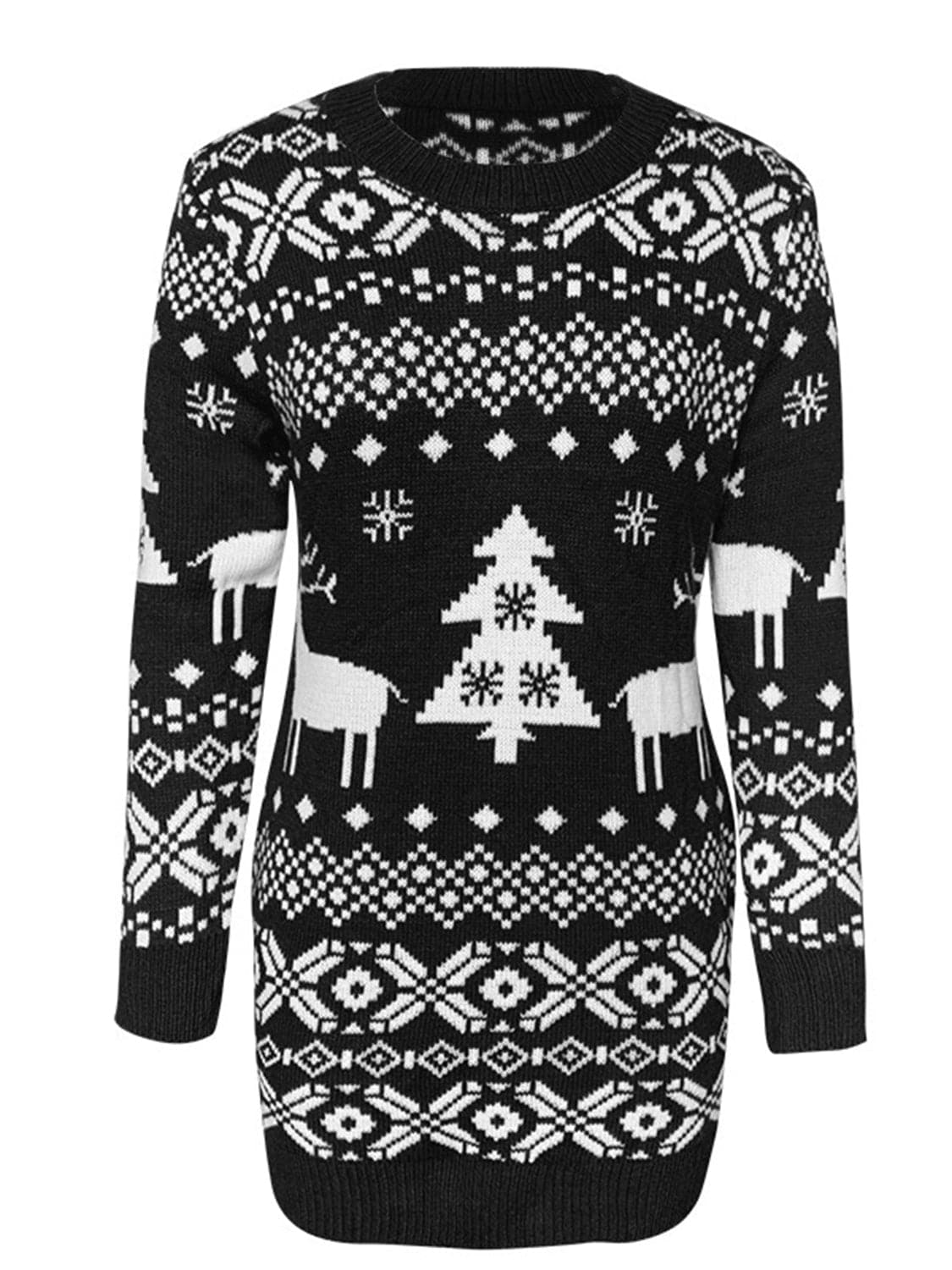 Christmas Element Round Neck Mini Sweater Dress.