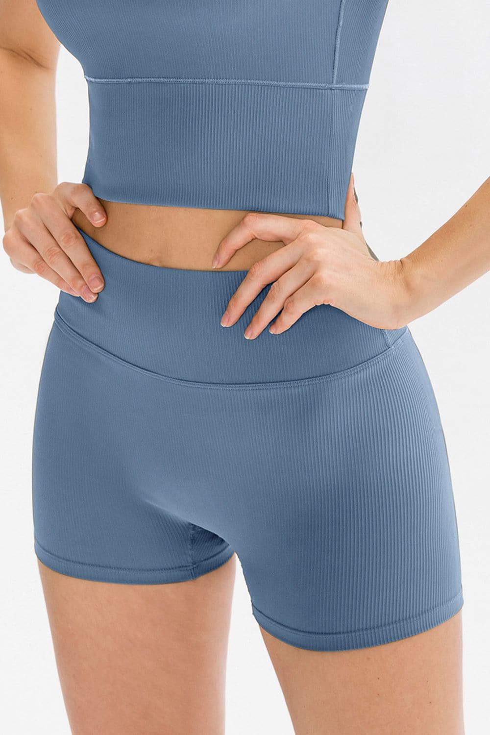 Slim Fit Wide Waistband Sports Shorts.