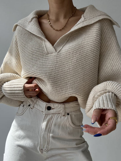 Johnny Collar Long Sleeve Sweater.