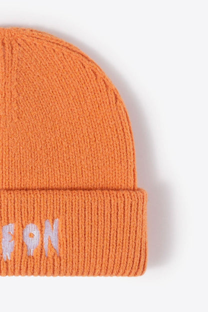 COME ON Embroidered Cuff Knit Beanie.