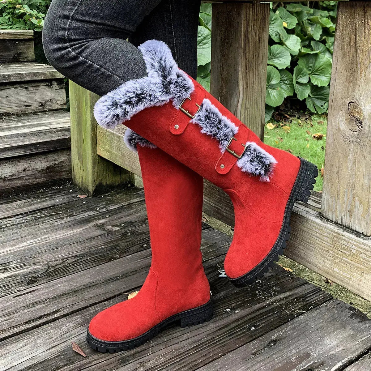 Round Toe Block Heels Boots Simply Love