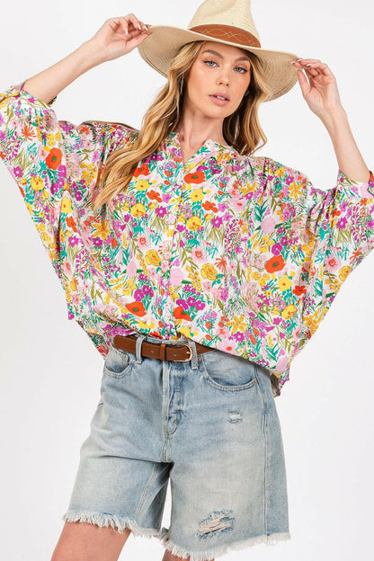 SAGE + FIG Button Down Floral Shirt.