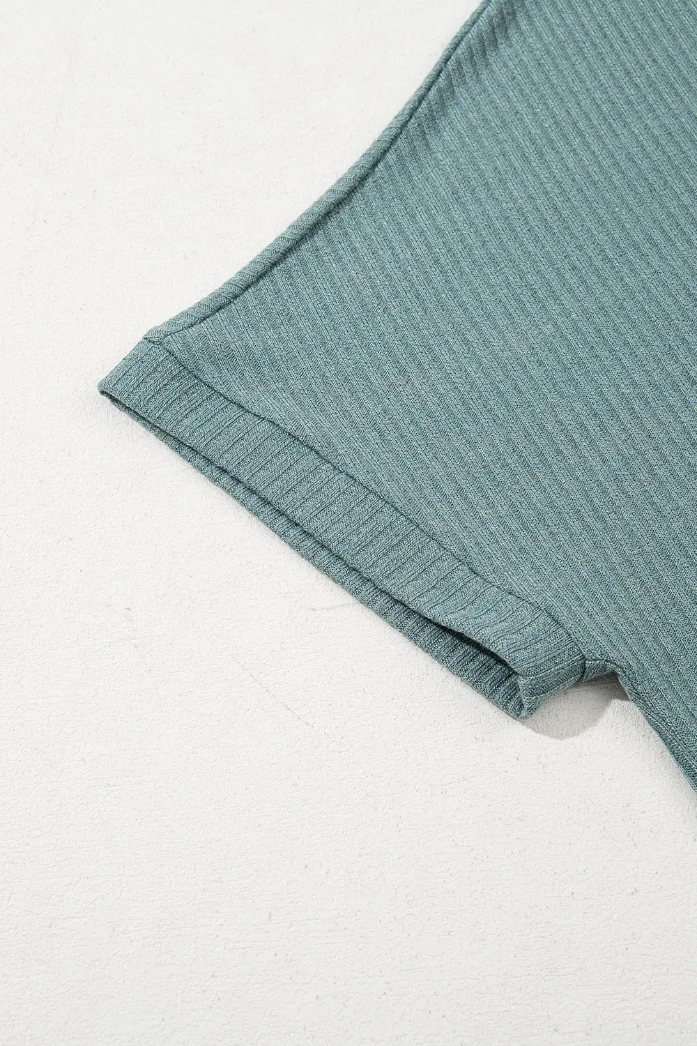 Oversized Ribbed Knit V Neck Dolman Short Sleeve Top Simply Love