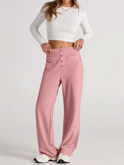 High Rise Wide Leg Trousers with Pockets