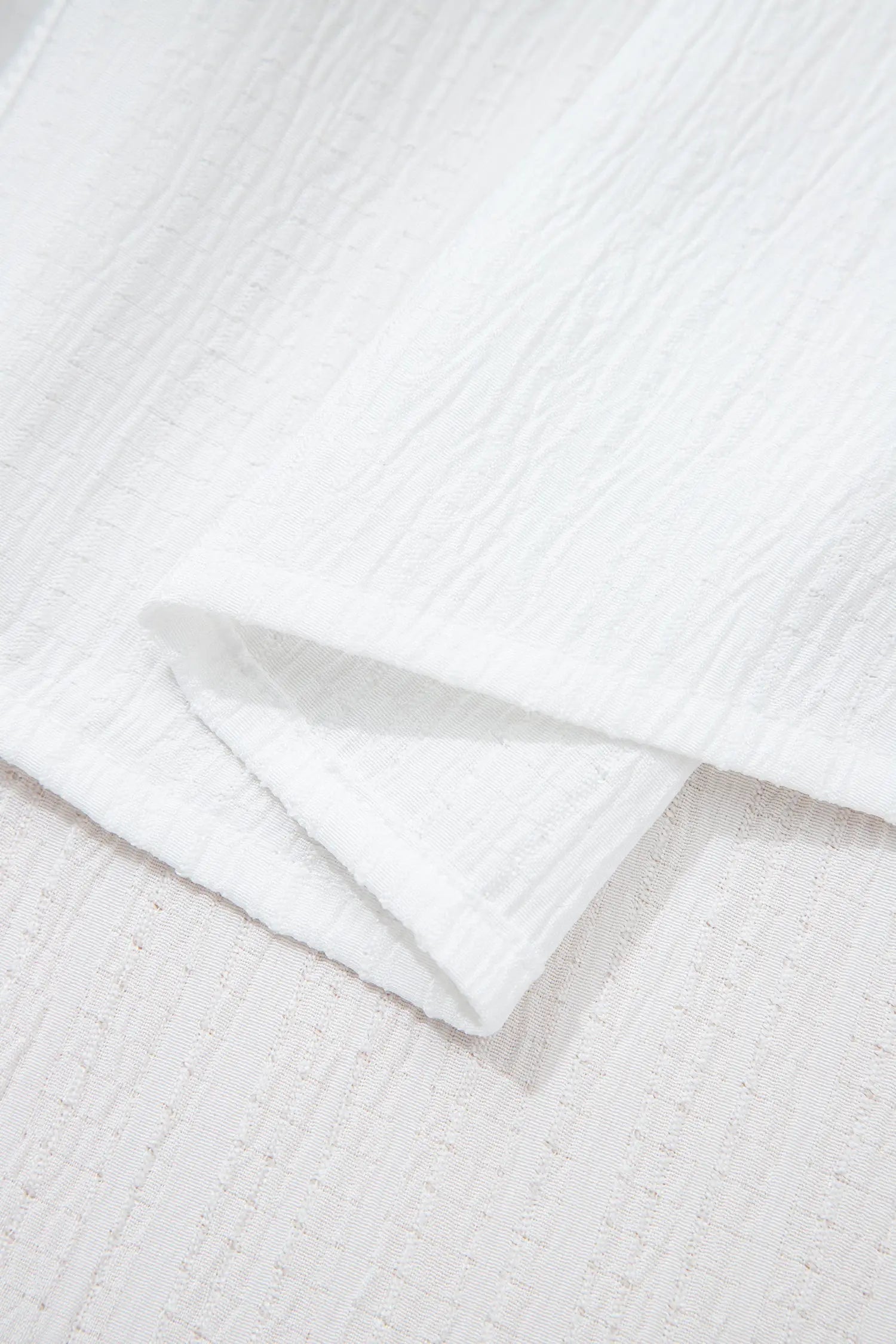 White Crinkled Texture Lantern Sleeve Button Down Loose Shirt Dear-Lover Dropshipping