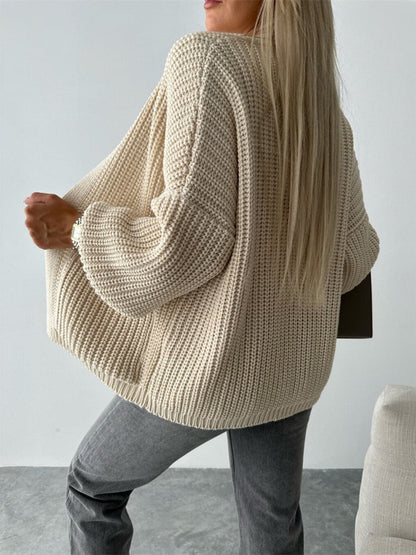 Open Front Dropped Shoulder Cardigan.